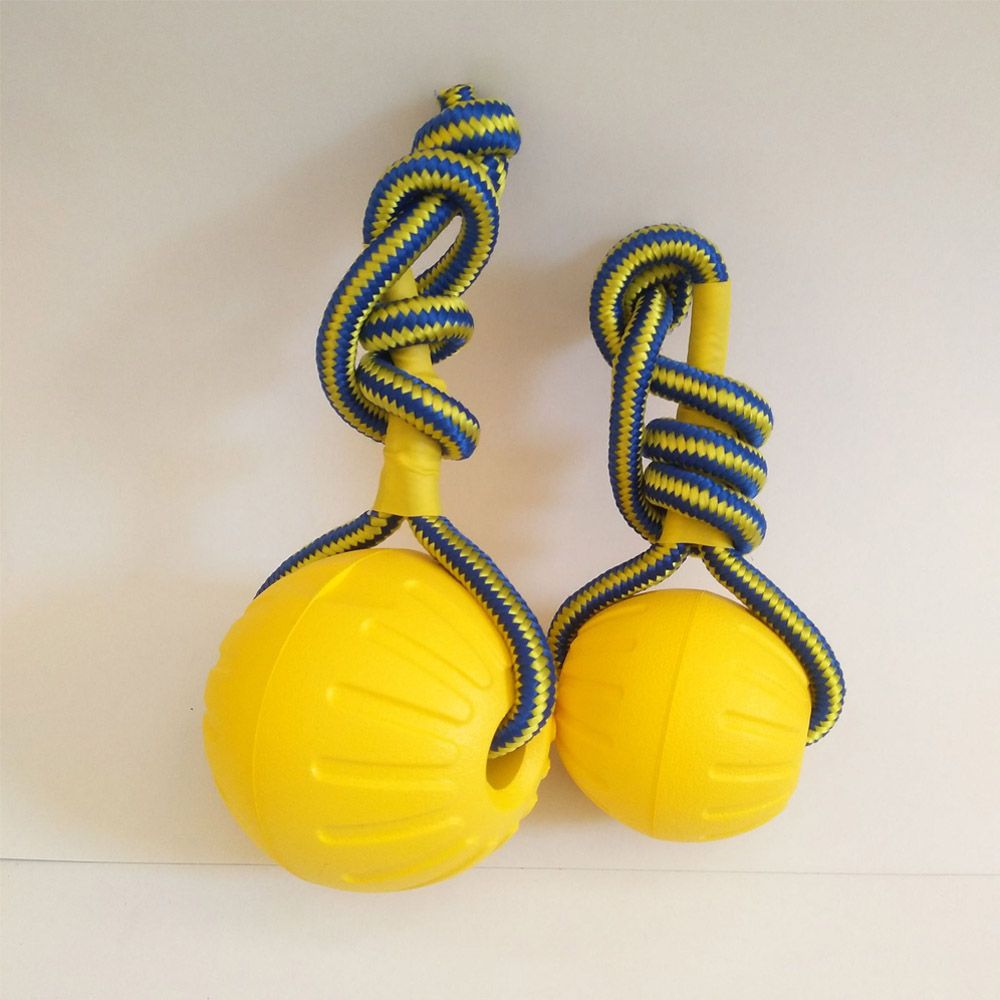 Suction Cup Dog Tug Toy - 7cm/9cm Yellow Indestructible Rubber Ball Pet