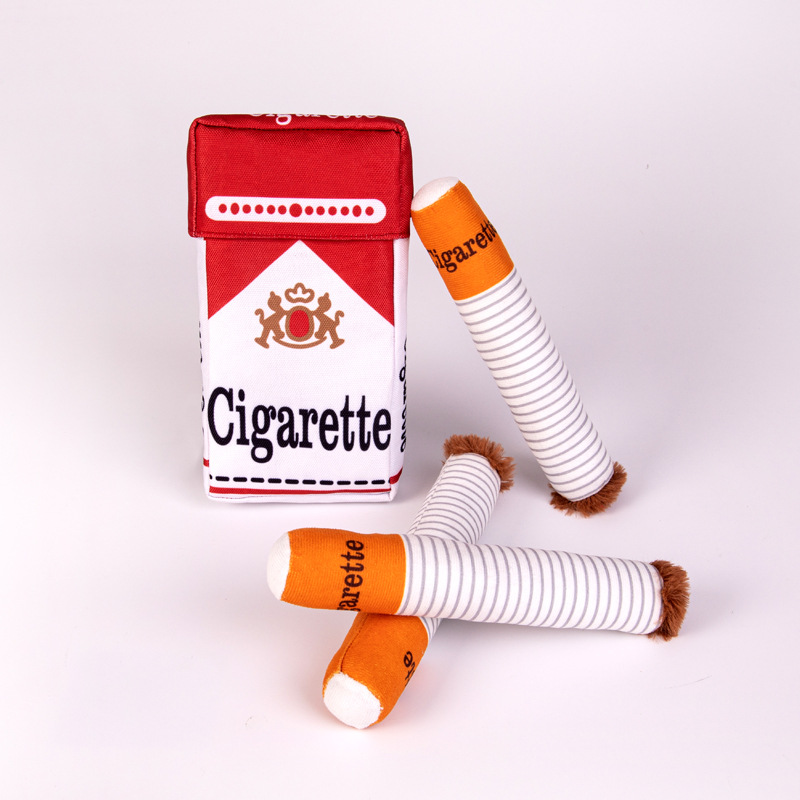 Interactive Squeaky Plush Dog Toy - Cigarettes Dog Toy Imitation Cigar Chew