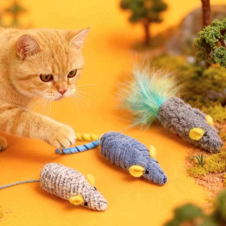 Catnip Interactive Plush Mouse - Cat Toys 3pcs Plush Simulated Mouses