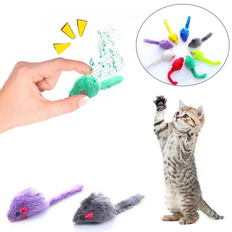 Catnip Interactive Plush Mouse - Cat Mouse Toy Squeaky Prefilled Catnip