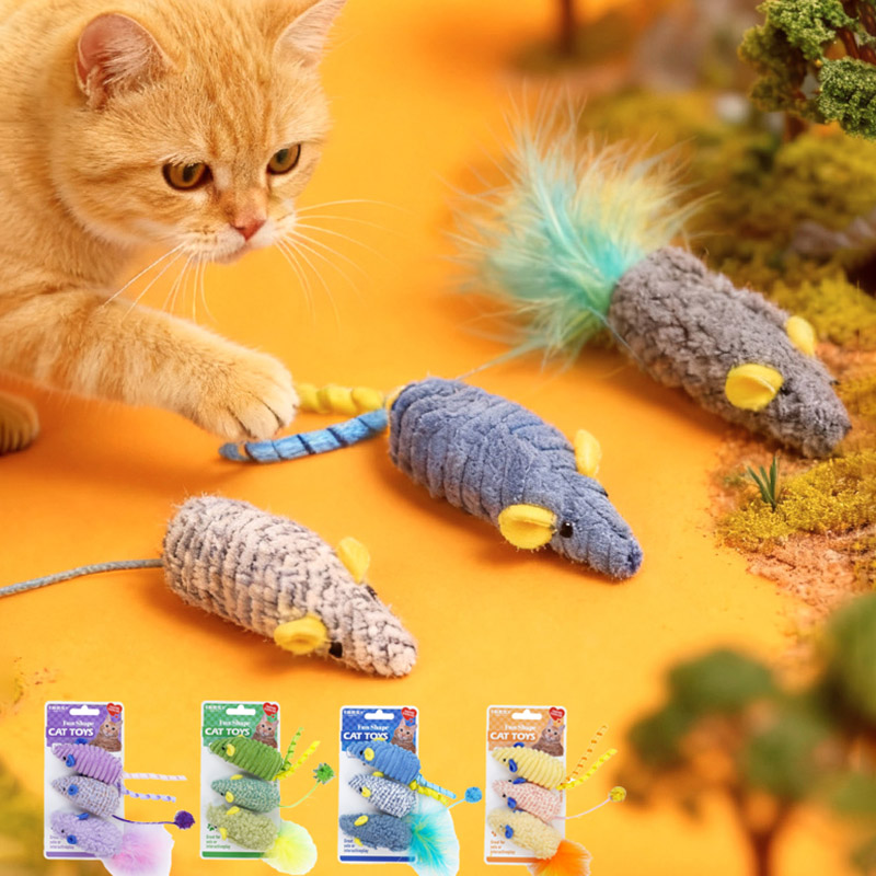 Catnip Interactive Plush Mouse - 3pcs Realistic Mouse Plush Cat Toy