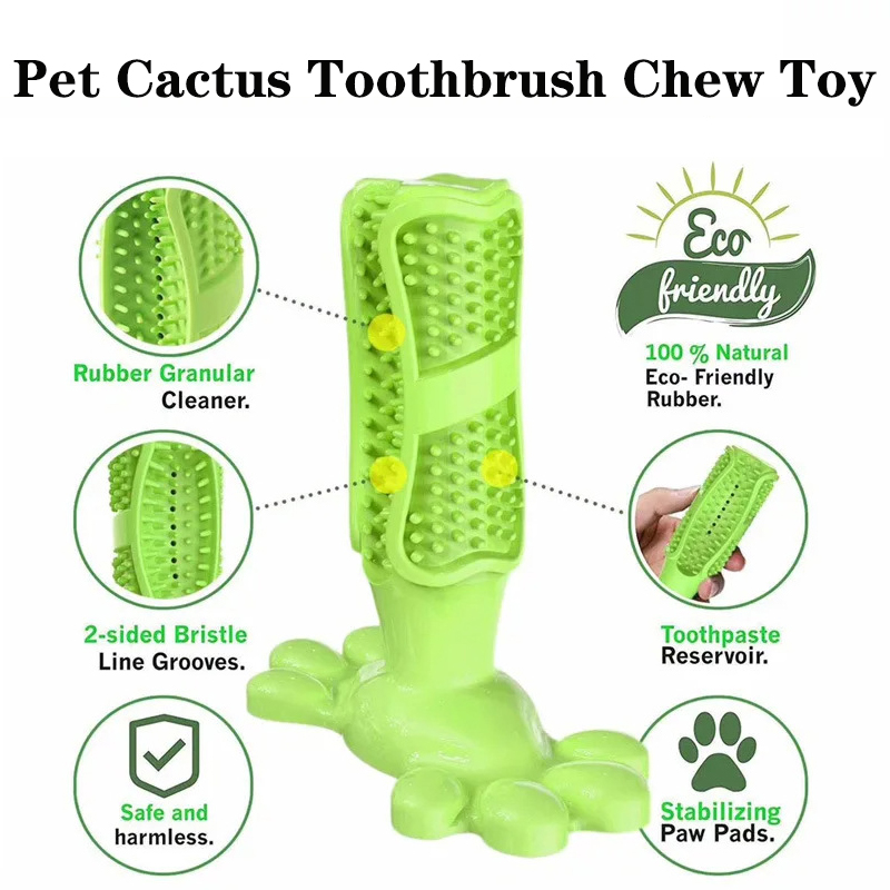 Rubber Treat Dispensing Dog Toy - Pet Dog Cactus Interactive Rubber Bite