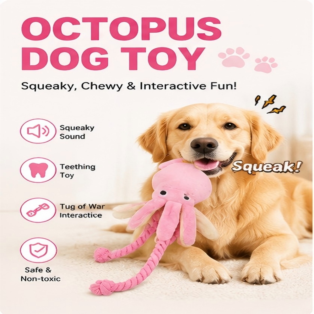 Dog Rope Toy Aggressive Chewers - Giant Plush Octopus Dog Chew Toy
