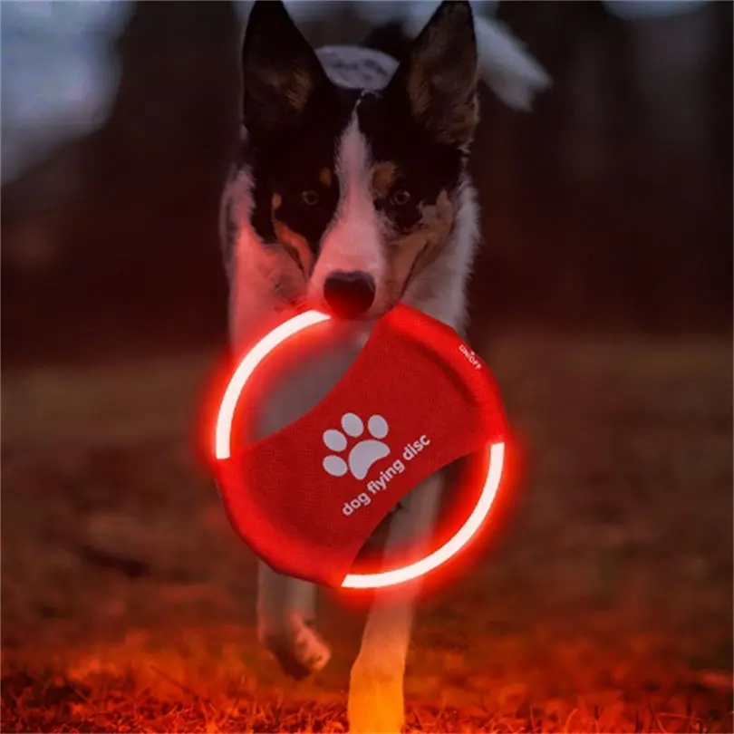 Flying Disc Dog Training Toy - Dog Toy LED Glowing Rechargeable Disc