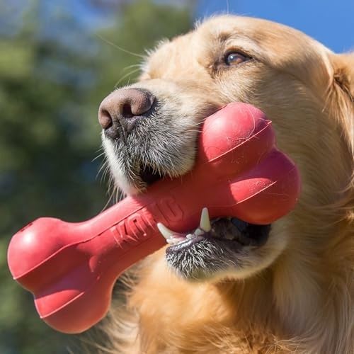 Rubber Treat Dispensing Dog Toy - Classic Durable Natural Rubber Dog Bone,