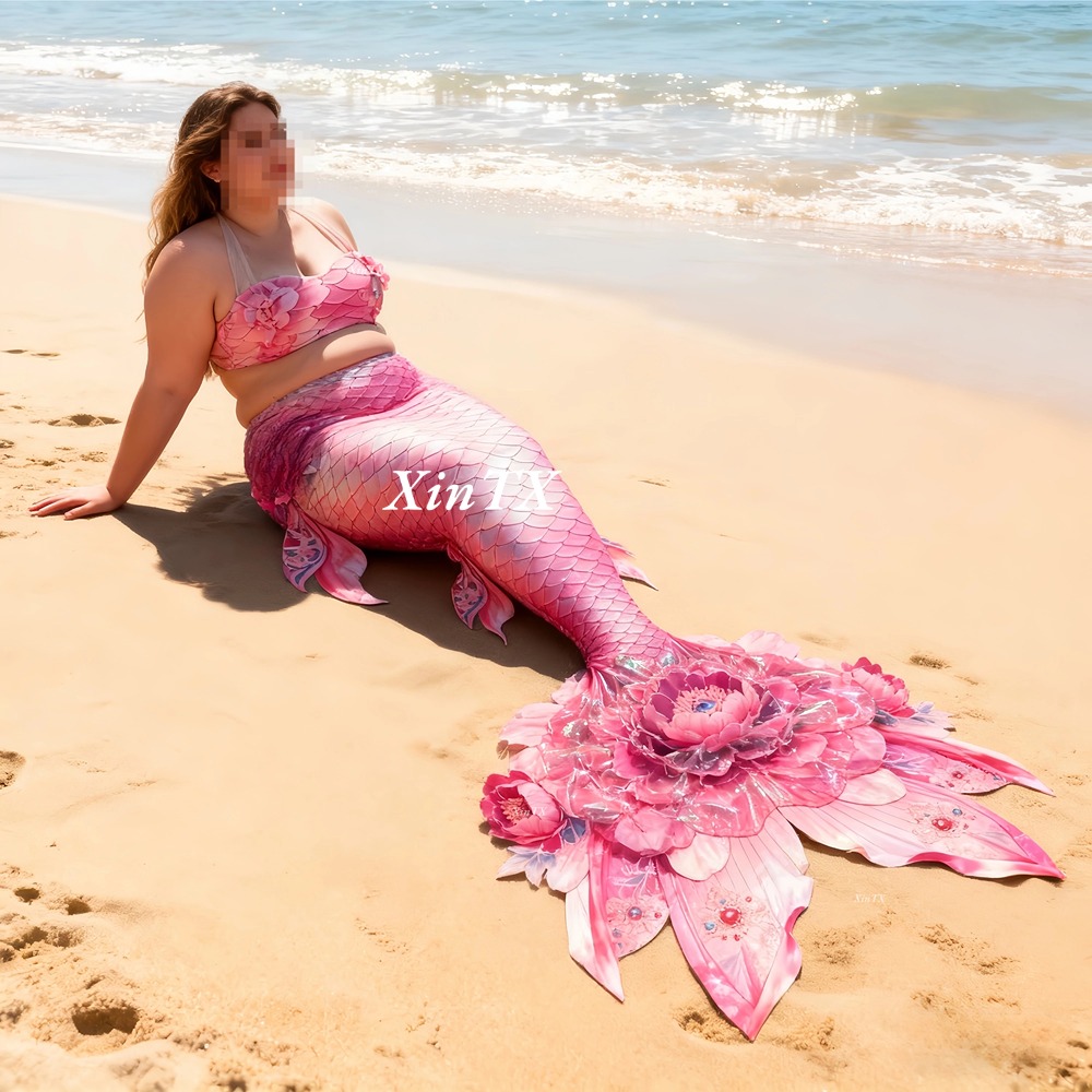 Aquarium - Mermaid Tail Peony Flower Plus-Size Women