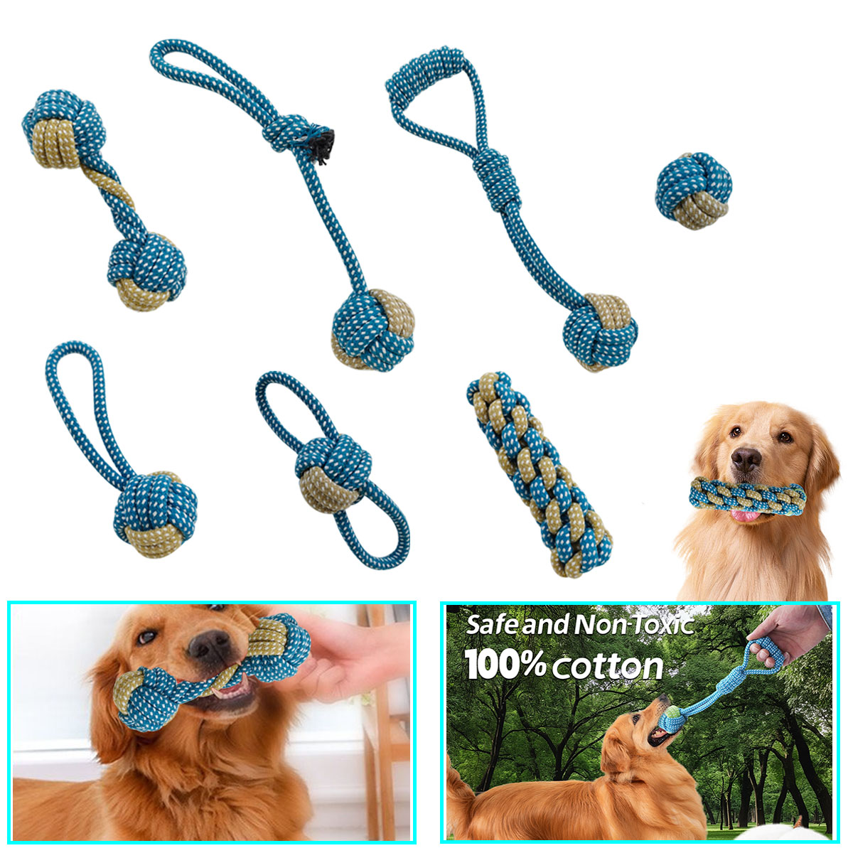 Teeth Cleaning Dog Chew Bone - New 7PCS Pet Dog Puppy Double
