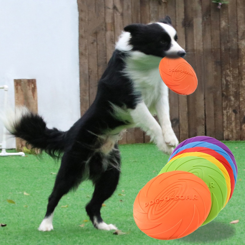 Flying Disc Dog Training Toy - Interactive Silicone Flying Saucer Toy for