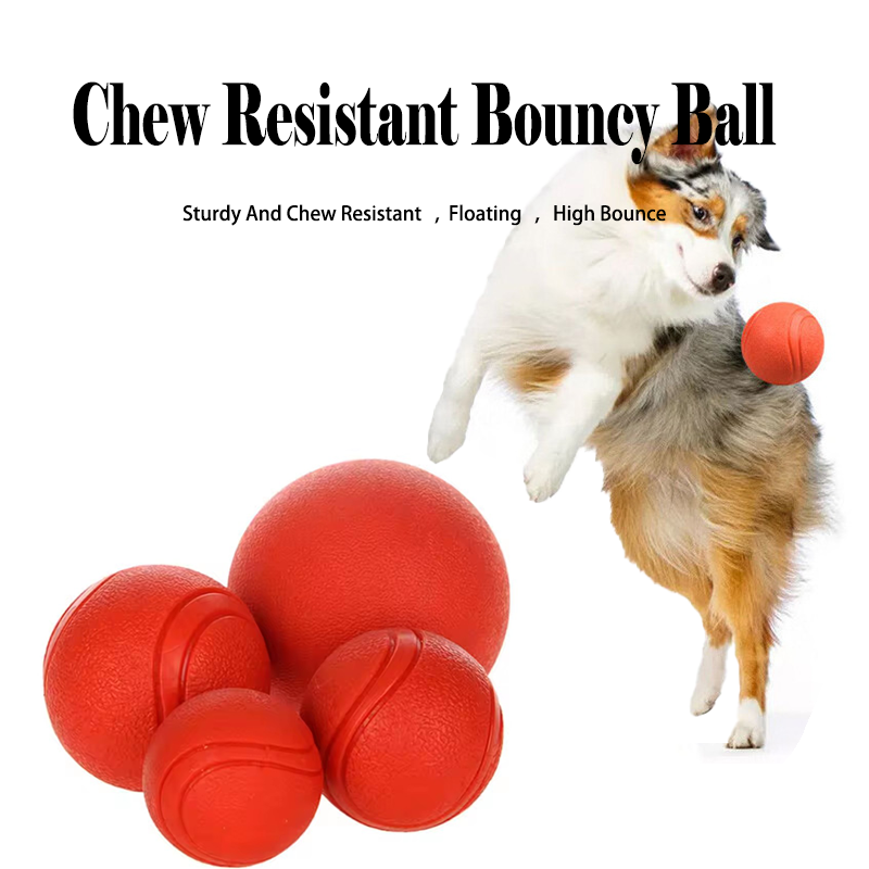 Indestructible Dog Chew Toy - Solid Rubber Dog Bouncy Ball Indestructible