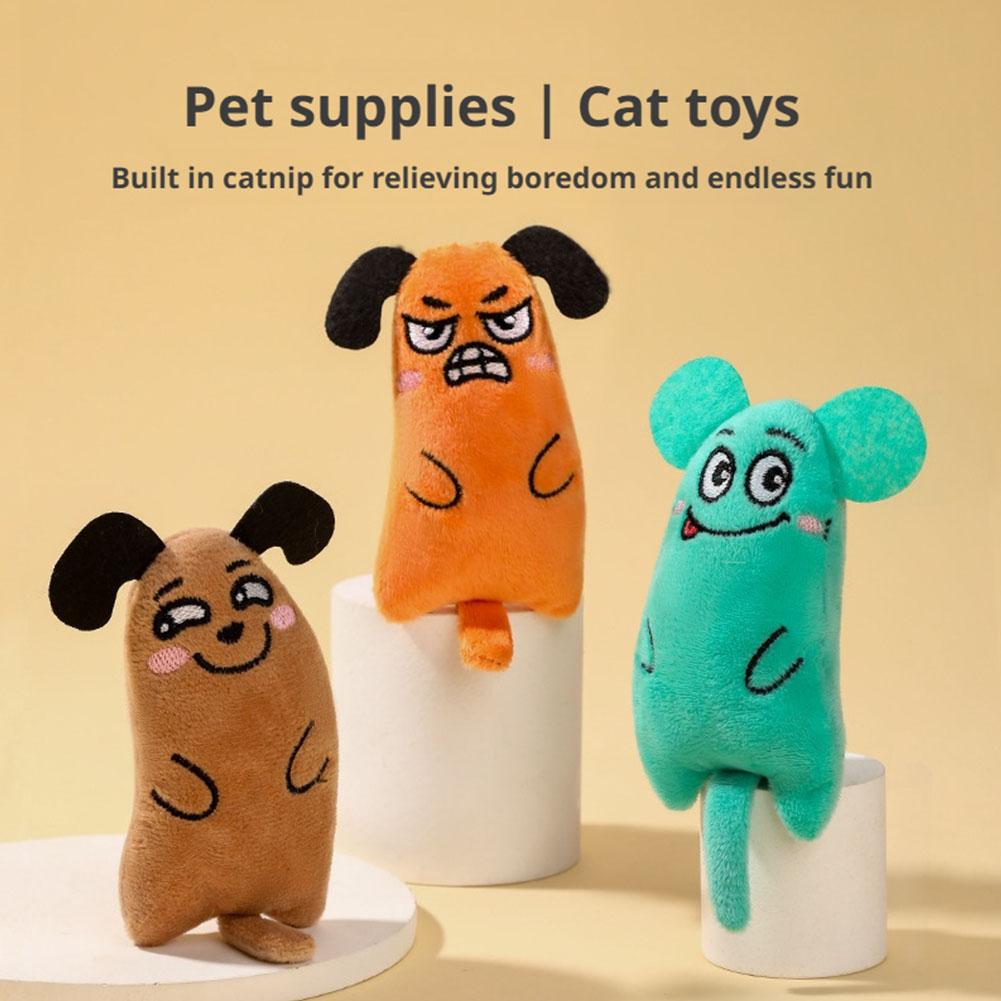 Catnip Interactive Plush Mouse - Cartoon Expression Cat Toys Plush Pet
