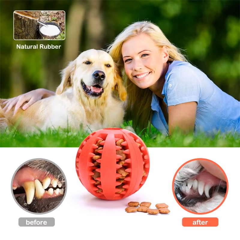 Dog Puzzle Feeder Toy - Interactive Silicone Rubber Ball Fun Chew