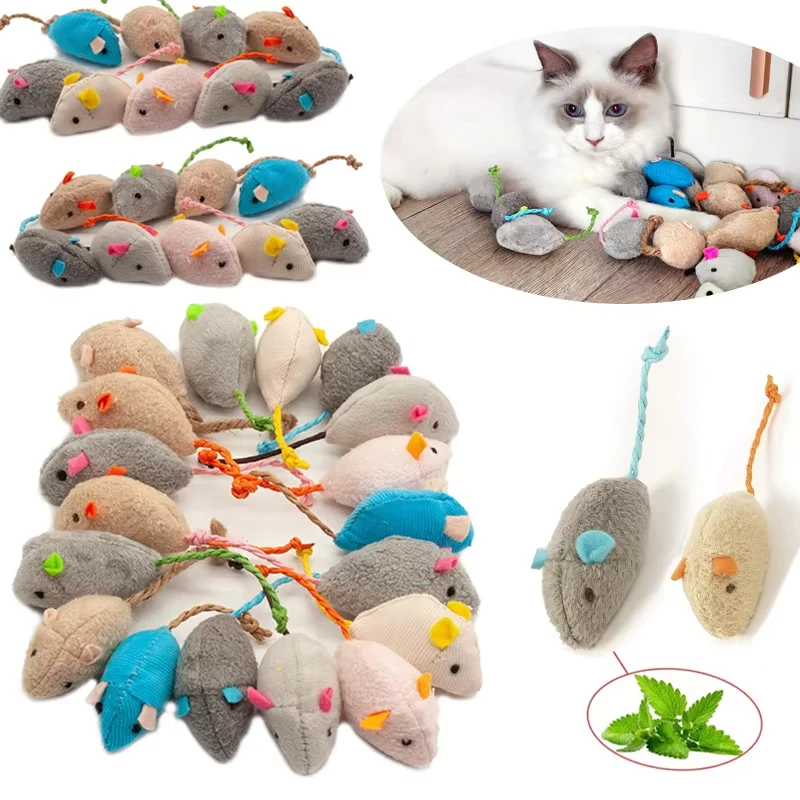 Catnip Interactive Plush Mouse - 5pcs Rattle Cat Mouse Toys Also
