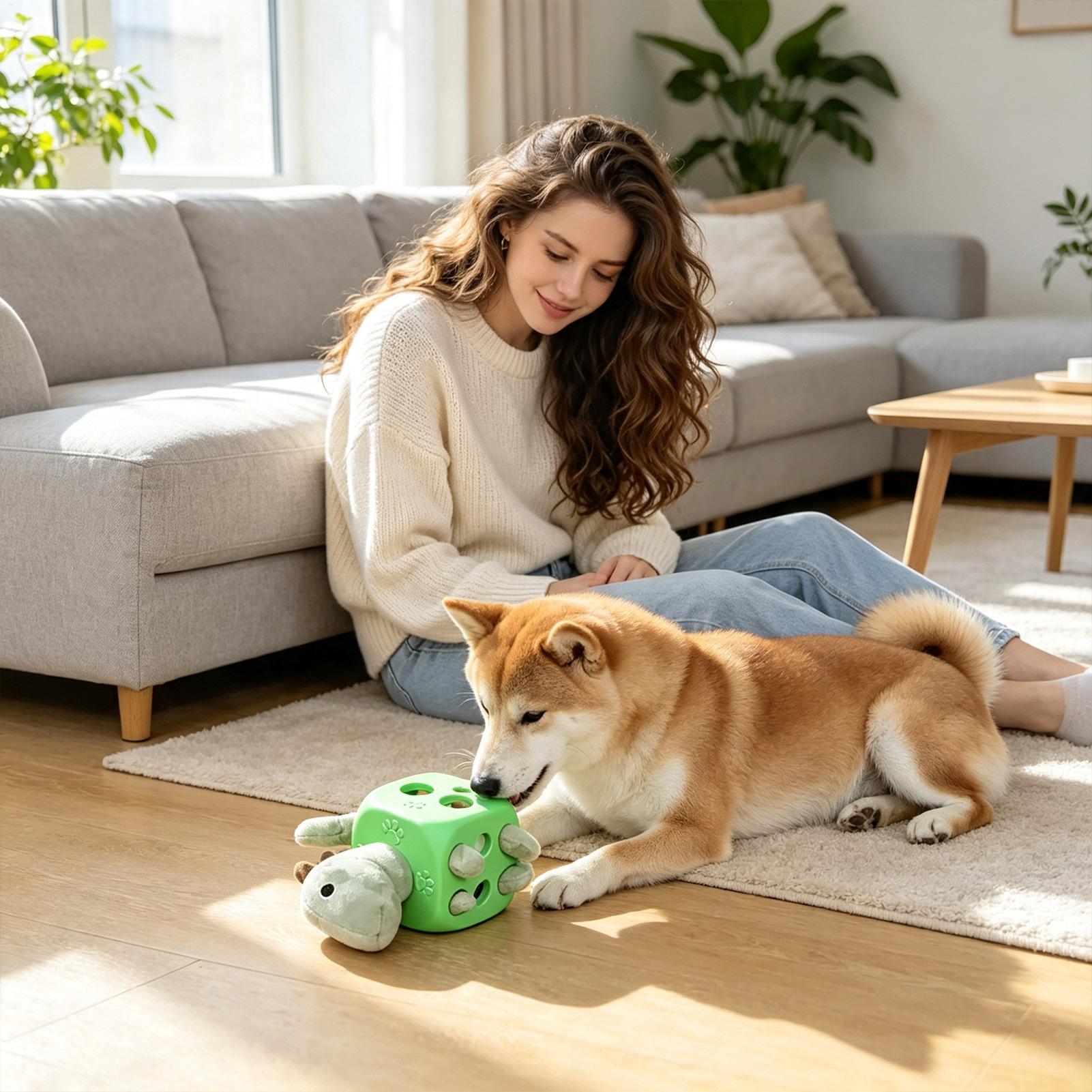 Rubber Treat Dispensing Dog Toy - Interactive Dog Toy Interactive Enrichment Squeaky