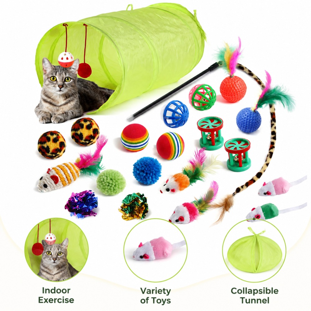 Catnip Interactive Plush Mouse - Kitten Play Toy Assortment Feather Stick