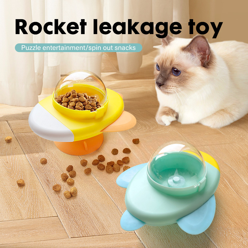 Rocket Shape Rotating Cat Dog  - đánh giá và giá Dog Puzzle Feeder Toy