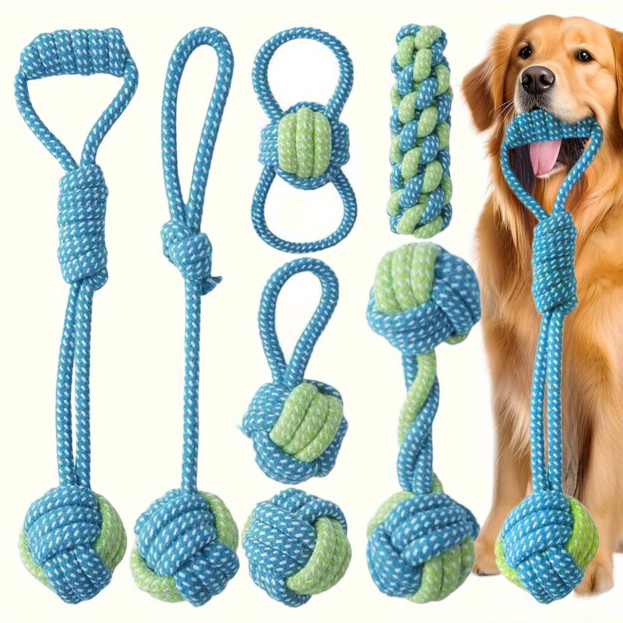 7pcs  Interactive Knot Toys Du - đánh giá và giá Dog Rope Toy Aggressive Chewers