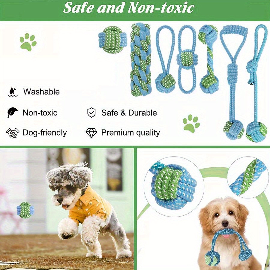 7pcs  Interactive Knot Toys Du - đánh giá và giá Dog Rope Toy Aggressive Chewers